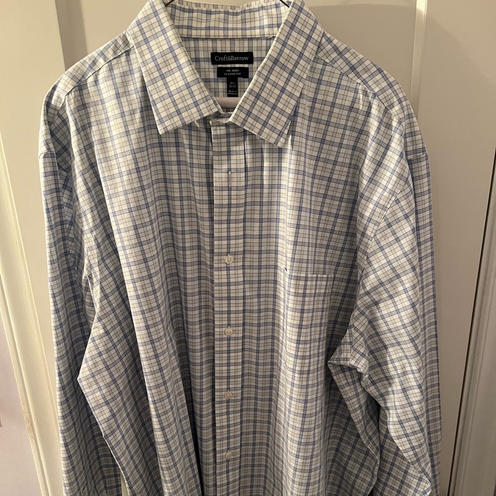 Long sleeve blue check shirt